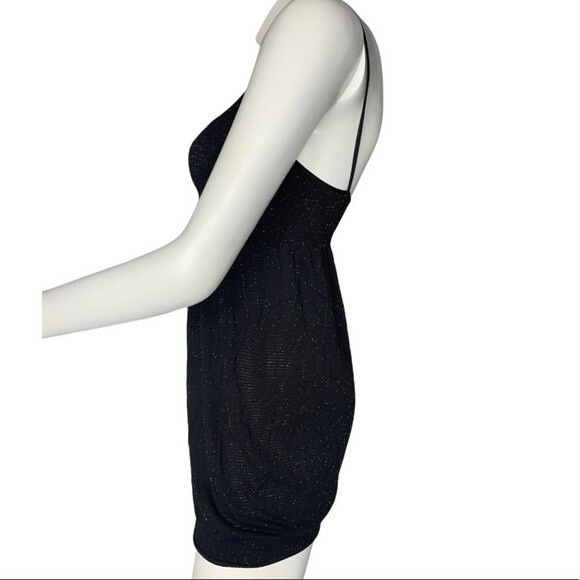 Black gold metallic sleeveless dress spaghetti strap MCM - Picture 2 of 6